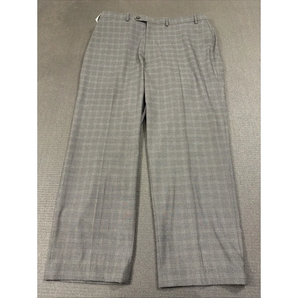New Ralph Lauren Gray Plaid Comfort Flex Flat Front Dress Pants Men's Size 40x32